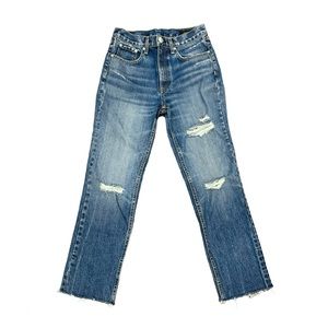 rag & bone High Rise Distressed Ankle Straight Leg Jeans